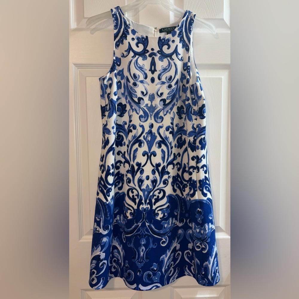 Ralph Lauren Blue and White Toile Dress